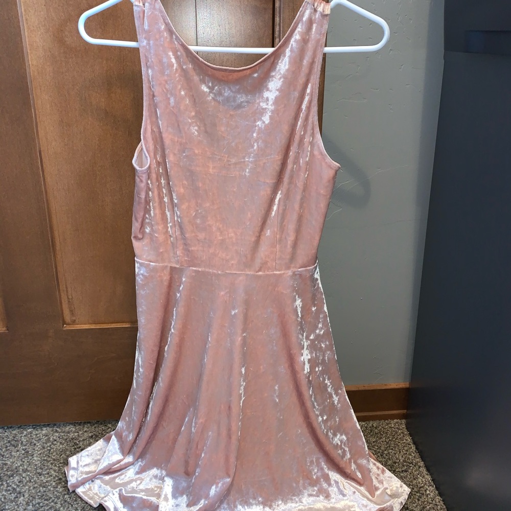 FOREVER 21 Blush Pink/ Velvet Mini Dress
